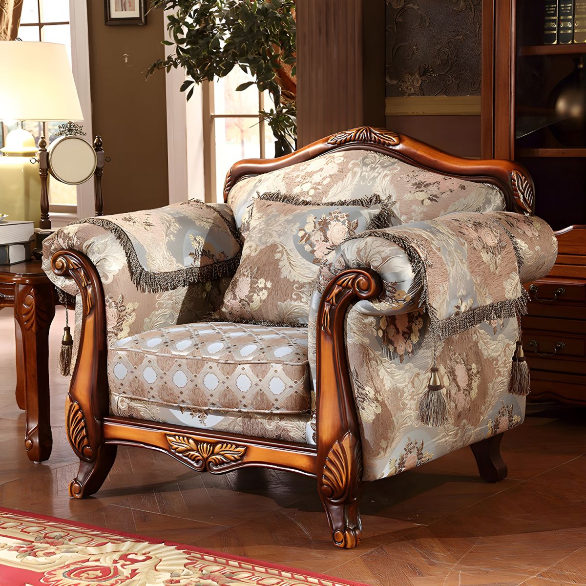 Modern Cotton Blend Rolled Arm Curved Sofa with Camel Back for Apartment