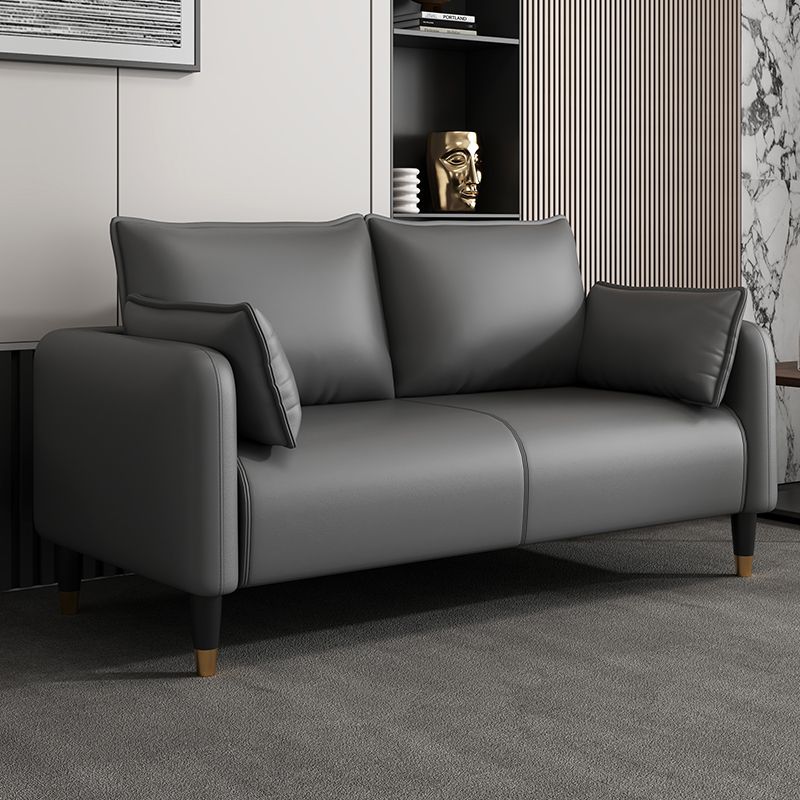 Drawing Room Sofa in Pu Leather with Cerulean/Mocha/Off-White Armrest