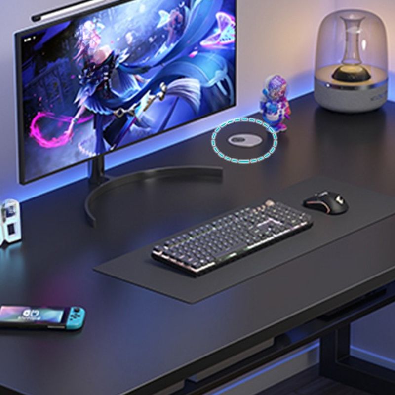 Chalk/Black Rectangular Steel Desk with Scratch Resistant Surface, Shelves, Toboggan Base, and Cable Management