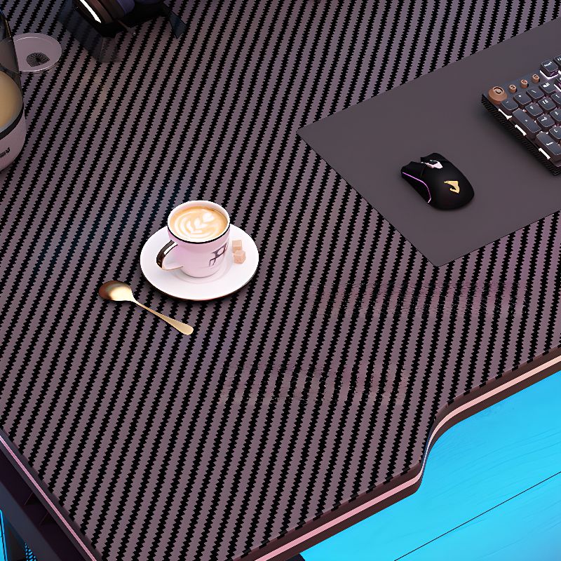 Chalk/Black Unique Metal Table with Scratch Resistant H-Shape Base and Cable Management, Featuring Rounded Corners