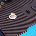 Chalk/Black Unique Metal Table with Scratch Resistant H-Shape Base and Cable Management, Featuring Rounded Corners