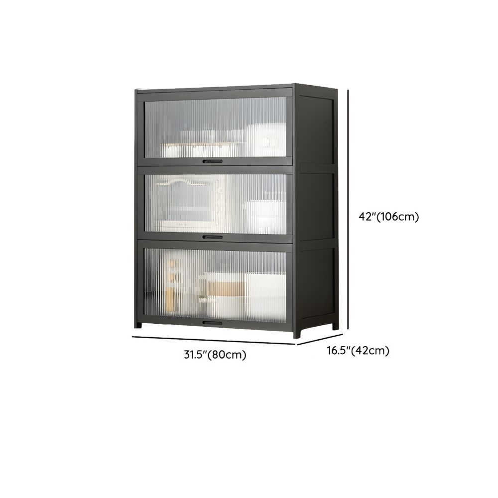 Simplistic Grey Standard Bambusa Display Stand with Cabinet, Shelf and Door
