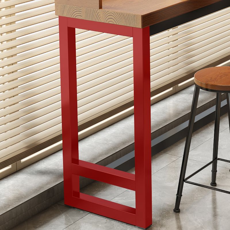 Simplistic Pub Table with Pine Wood Top and Trestle Base in Tan/Natural Finish, Rectangle Shape with Foot Pedestal