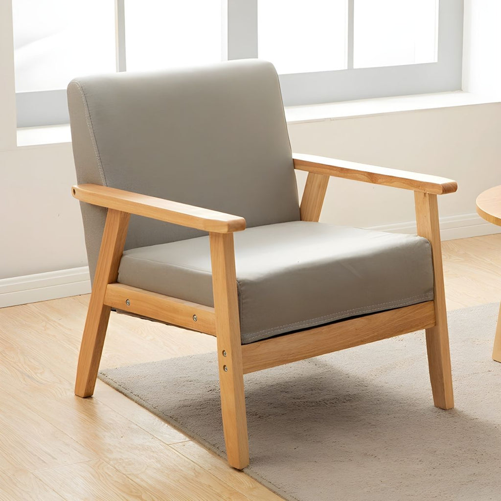 Modern Wood Frame Cotton and Linen Sofa with Foam Seat in Natural Wood Legs and Tight Back Design