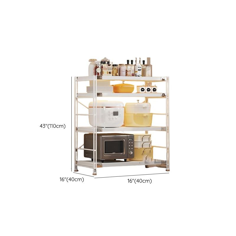 White Contemporary Standard Baker's Rack with Wire Frame and Manufactured Wood Shelves for Kitchen Appliance Storage