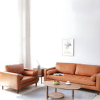 Craftsman Faux Leather Square Tufted Sofa for Living Room 65H