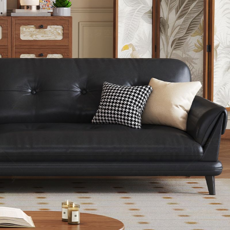 Contemporary Modern Solid Color Stain Resistant Standard Sofa/Loveseat/Single Sofa in Midnight Black, Seats 3/Seats 4/2-seater with 2 Pillows