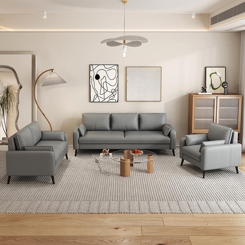 Simple Solid Color Blue/Grey/Orange Sofa with Pillow Back & Square Arm Living Spaces, Scratch Resistant