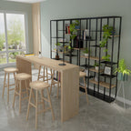 Modern Rectangle Solid Wood Bar Table Set 1/7 Pieces Counter Table with Backless Stools