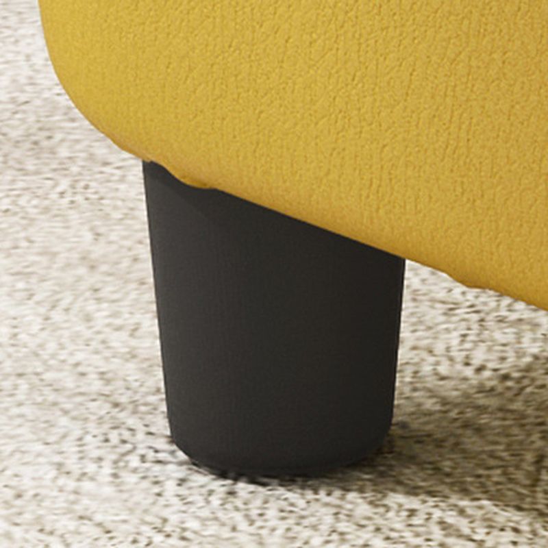 Trendy Square Solid Color Standard Ottoman in Slate Blue/Amber Color/Cream with Natural Wood Frame
