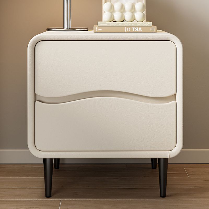 Modish 2 Tiers Nightstand With Drawer Organization and Pleather Countertop