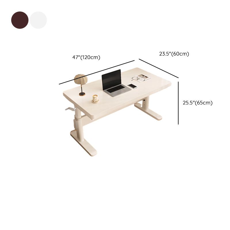 Casual Manual Auburn/White Standalone Standing Desk with Trestle Base, Adjustable Height, Mildew Resistant