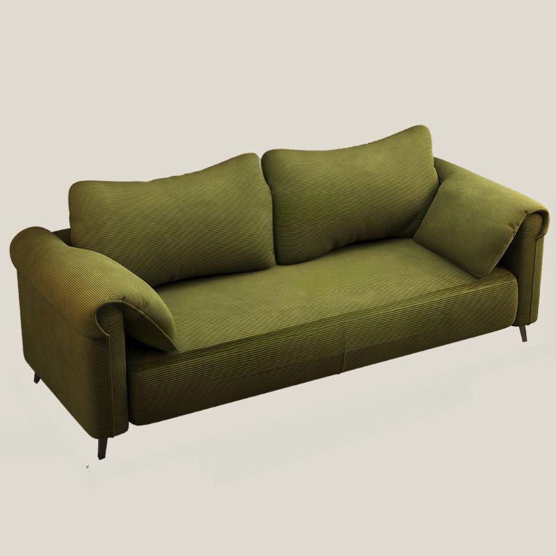 Trendy Solid Color Stain Resistant Loveseat in Black/Beige with Arm for 2 People and 2 Pillows