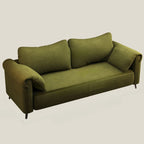 Trendy Solid Color Stain Resistant Loveseat in Black/Beige with Arm for 2 People and 2 Pillows