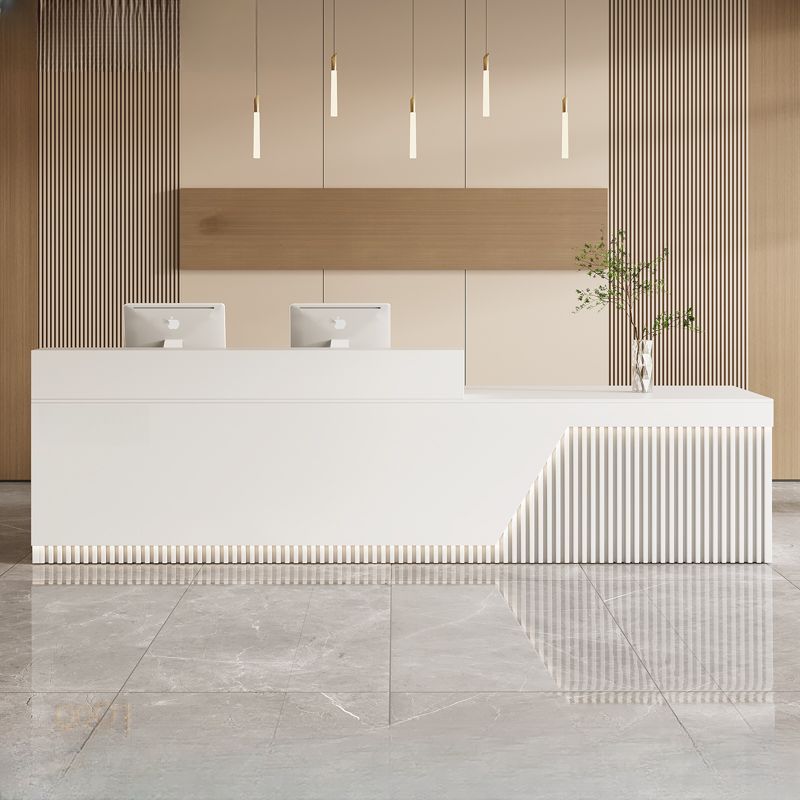 Reception Desk Rectangle with Hutch 2 Drawers/1 Drawer Hutch Keyboard Tray and Filing Cabinet, Manufactured Wood Top