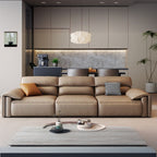 Modish Solid Color Scratch-immune Standard Sofa/Single Sofa in Light Brown with Pillow Top Arm and 2 Pillows for 5 Person/4-seater/1 Person