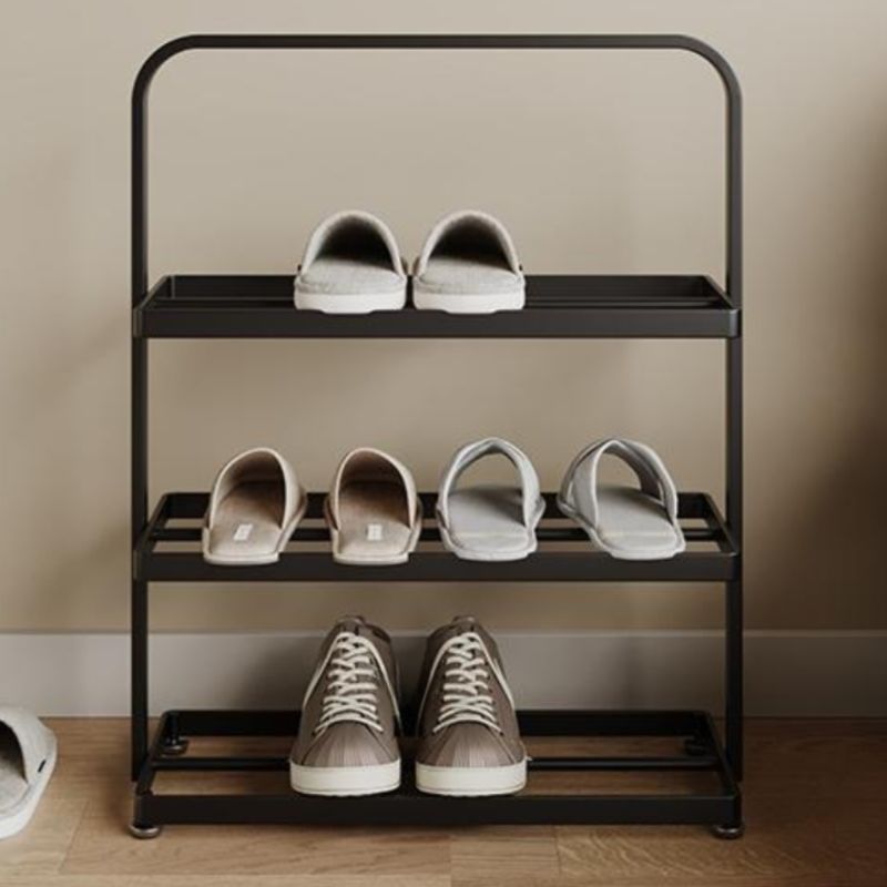 Art Deco/Glam Iron Rectangle Shoe Rack with 3 Shelves for 1-10 Pairs in Drawing Room