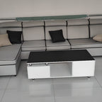 Modish Solid Color Water Resistant Standard Sofa in Light Gray with Receptacle Storage, Seats 5/4/3, and 2/3 Pillows