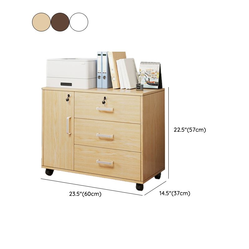 Modern Lockable Wood Filing Cabinet with Key Lock & Drawer / Cabinet