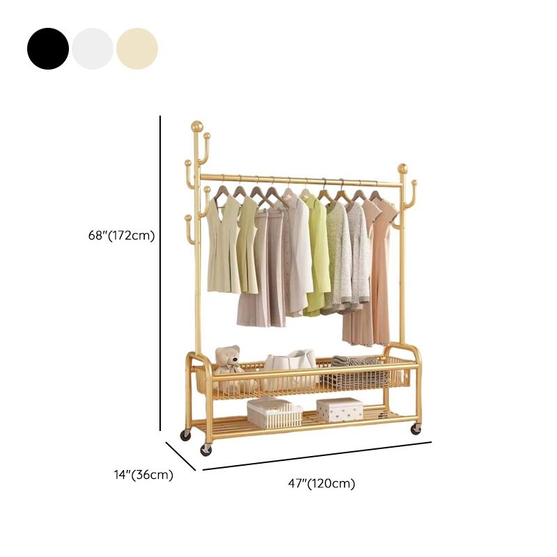 Modern Simple Style/Glam Hall Rack with Receptacle, Steel Frame, 1 Basket, and Shoe Storage