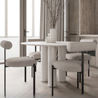 Modish Drawing Room Side Chair with Ventilated Back, Upholstered Ink Iron Legs