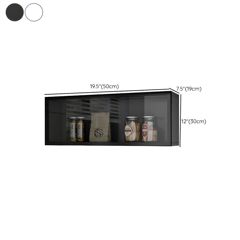 Contemporary Faux Wood Wall Mounted Display Cabinet with Glass Door