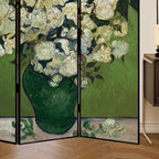 Indoor Opaque Folding Temporary Wall Panels with Natural Wood Frame, 3 Panels, Double Sided Print, Self-supporting