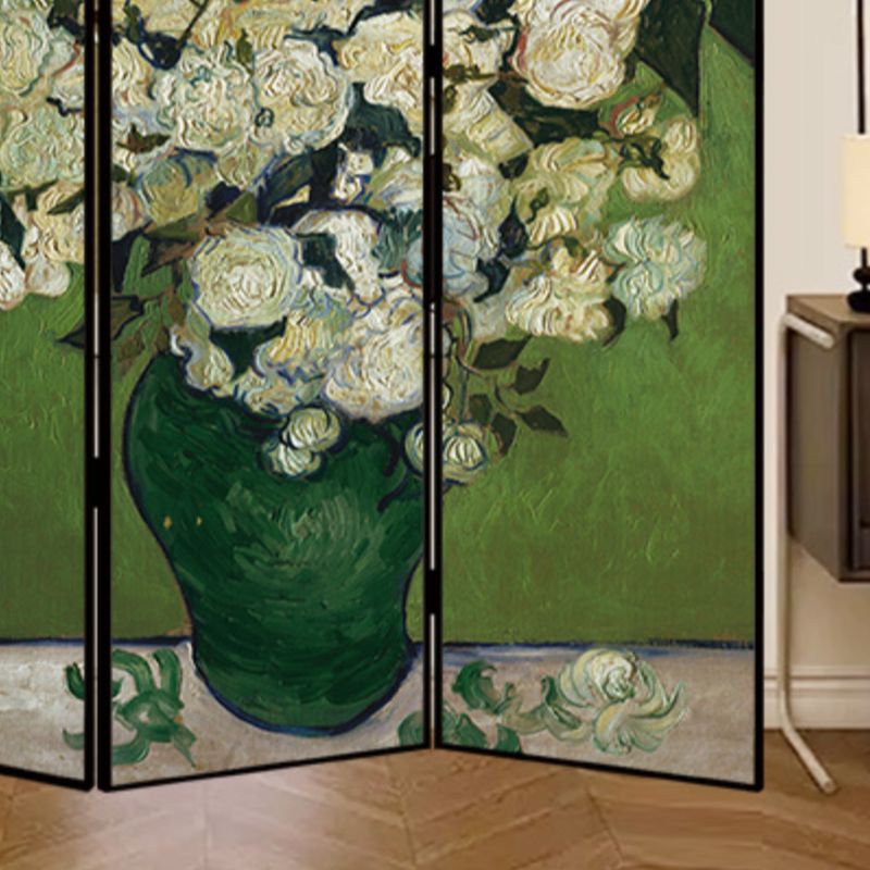 Indoor Opaque Folding Temporary Wall Panels with Natural Wood Frame, 3 Panels, Double Sided Print, Self-supporting
