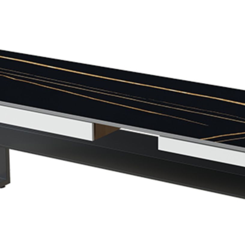 Storage Desk with Scratch-proof Durability, 2 Drawers, Sleigh Base, Exterior Shelf, Glossy Black Drawer, Slate Top