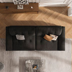 Standard Sofa in Midnight Black Soft-pile Fabric with 3 Pillows