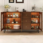 Microwave Shelf Cabinet with 3 Drawers, Hutch, 2/3 Interior Shelves, Larder Storage, Wood Countertop, 2 Doors, Self-supporting