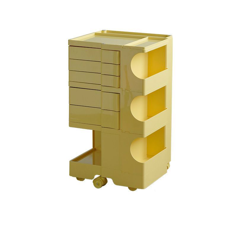 Modern All Ages Use Plastic Utility Cart with Wheels and Shelves