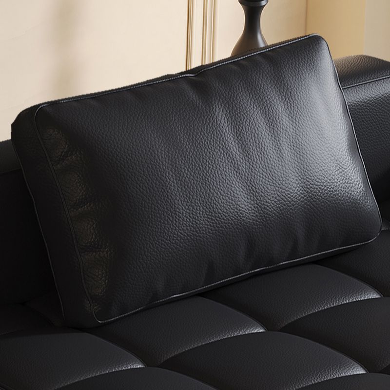 Contemporary Modern Solid Color Stain Resistant Standard Sofa in Ink with Arm, Seats 7/4-seater/6-seater, and 2 Pillows