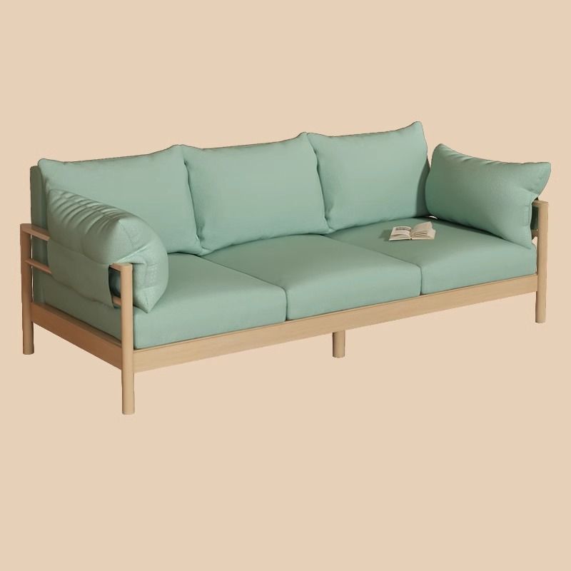 Contemporary Modern Solid Color Stain Resistant Standard Sofa in Light Gray/Off-White/Amber Color with Armrest, Seats 3, and Slipcover