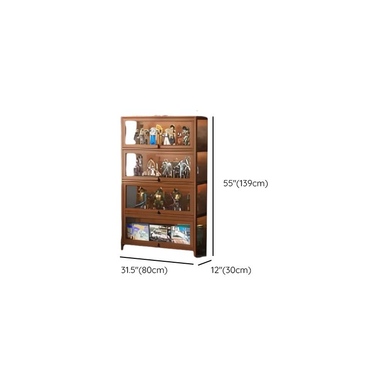 Charcoal Simplistic Bambusa Flooring Curio Cabinet with Sealed Cabinet, 2 Shelves/3 Shelves/4 Shelves, 2 Doors/3 Doors/4 Doors