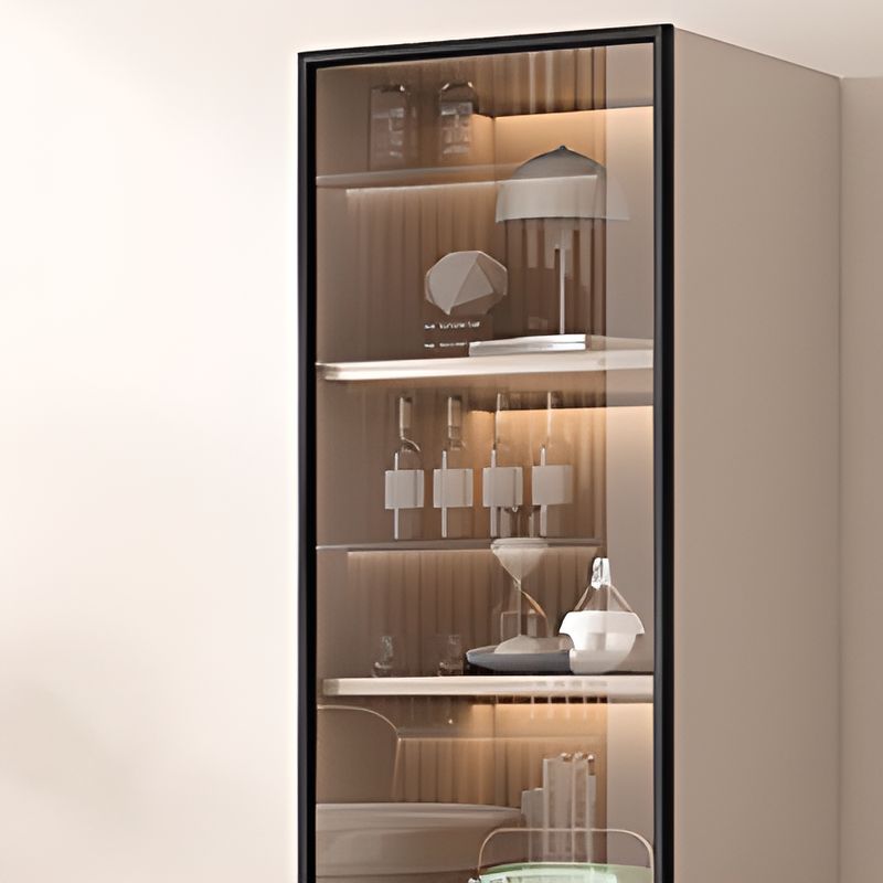 Modern Simple Style Rectangular Accent Cabinet with Closet, Lumber Countertop, Glazed Door in Sand