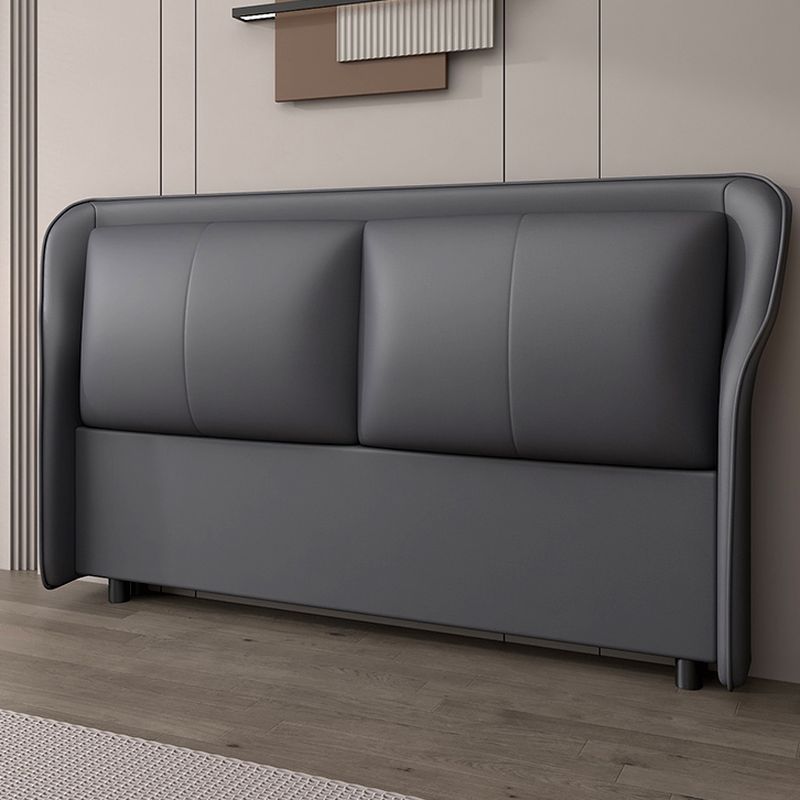 Trendy Wingback Headboard in Natural Wood with No Distressing, Rectangle Shape for Full/Queen Bed, Featuring Sponge Upholstery and Standard Height