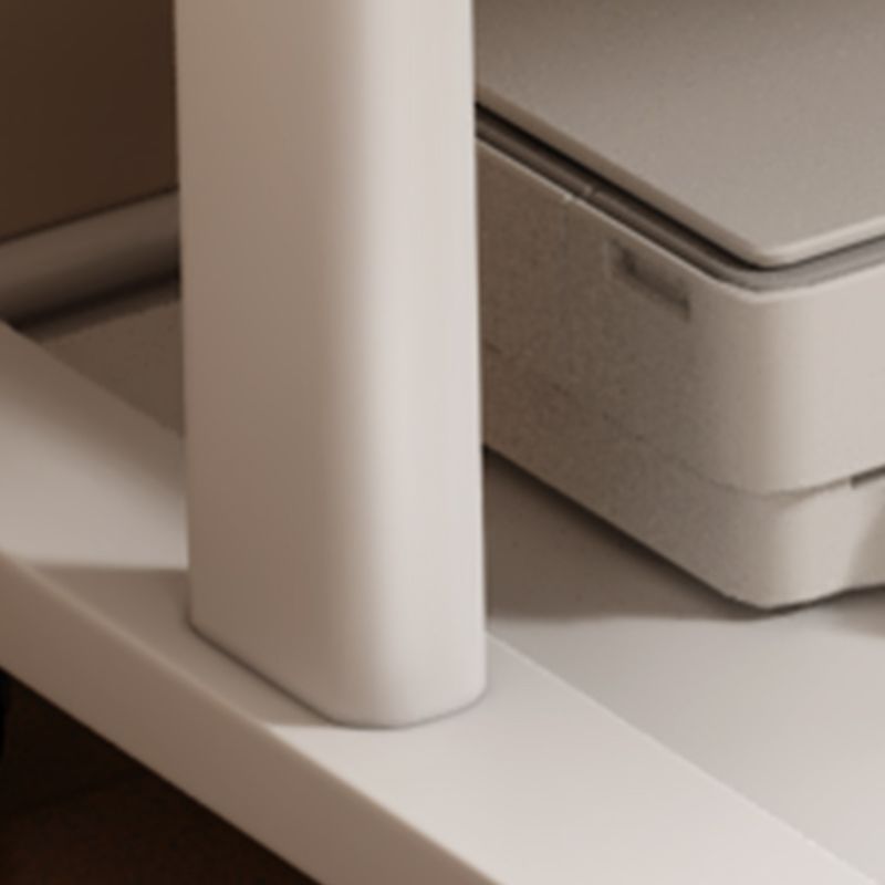 T-Shape Base Unattached Crack Resistant Manually Controlled Dove Grey/Chalk/Brown Office Computer Desk with 1 Exterior Shelf, Wheels / Casters and Lockable Brakes