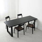 Simplistic Rectangular Dining Table with Ink Ash Wood Top and Fixed Table