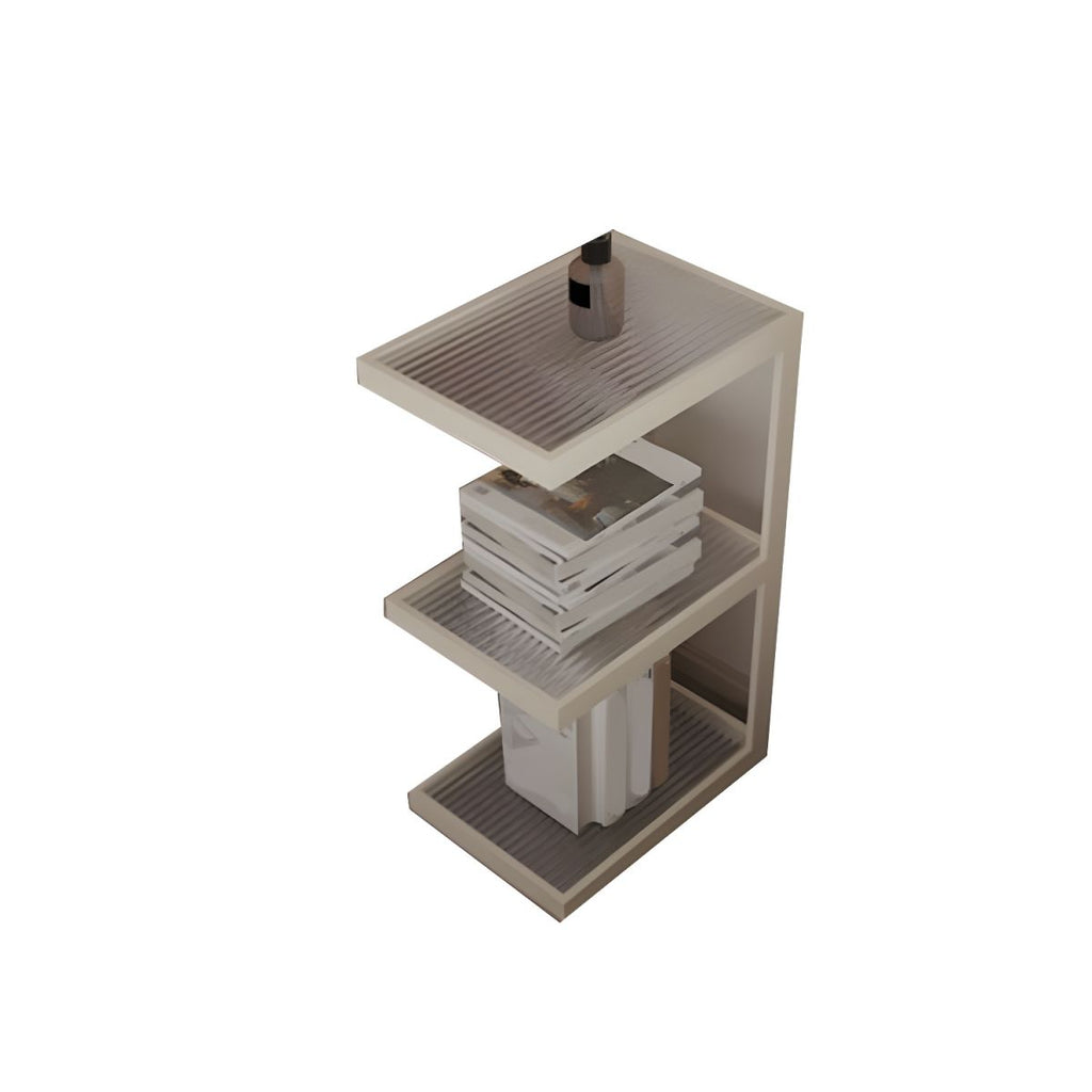 Minimalist Glass Nightstand with Steel Frame - Sleek Open Storage for Bedroom Essentials