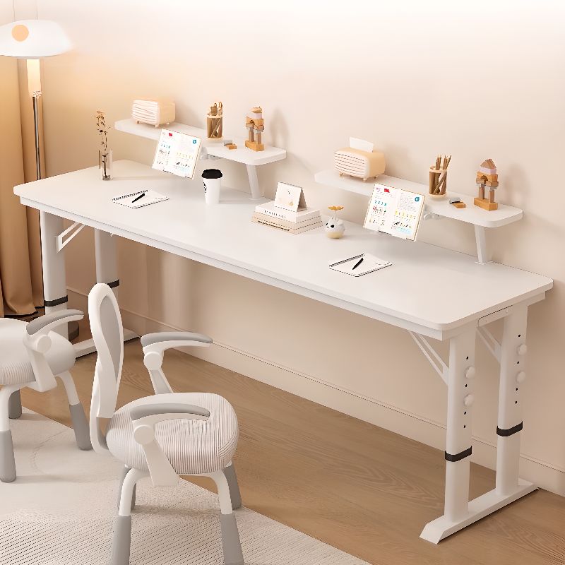 Adjustable Height Crack Resistant Toboggan Base Table with Manual Height Adjustment in Ink/Chalk/Brown, Self-Supporting with Wheels/Casters and Lockable Brakes