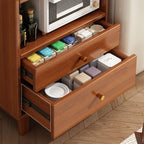 Art Deco Narrow Sideboard with 2 Drawers, 4 Shelves, Pantry Hutch, and Engineered Wood Countertop