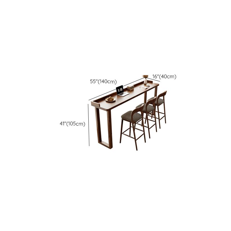 Minimalist Pub Table with Pine Wood Top and Sled Base in Auburn Rectangle Shape