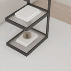 Minimalist Glass Nightstand with Steel Frame - Sleek Open Storage for Bedroom Essentials