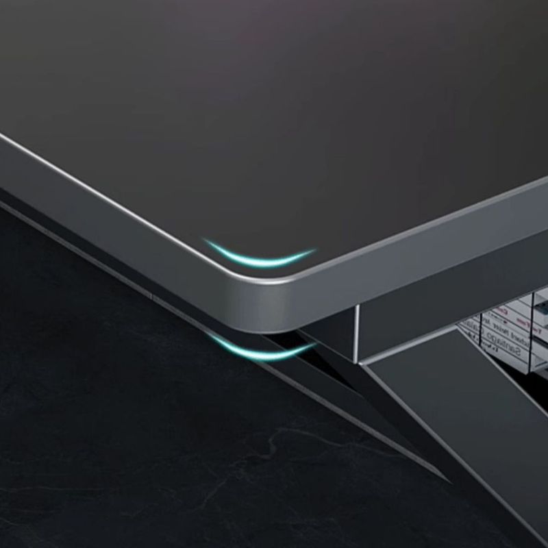Ink Free Standing Lumber Distortion-resistant Novelty Computer Desk with Sleighing Base and Cable Organizer in a Modern Simple Style