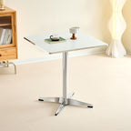 Silver Pedestal Panel Wood Dining Table, Rainproof and Perfect for 2-seater