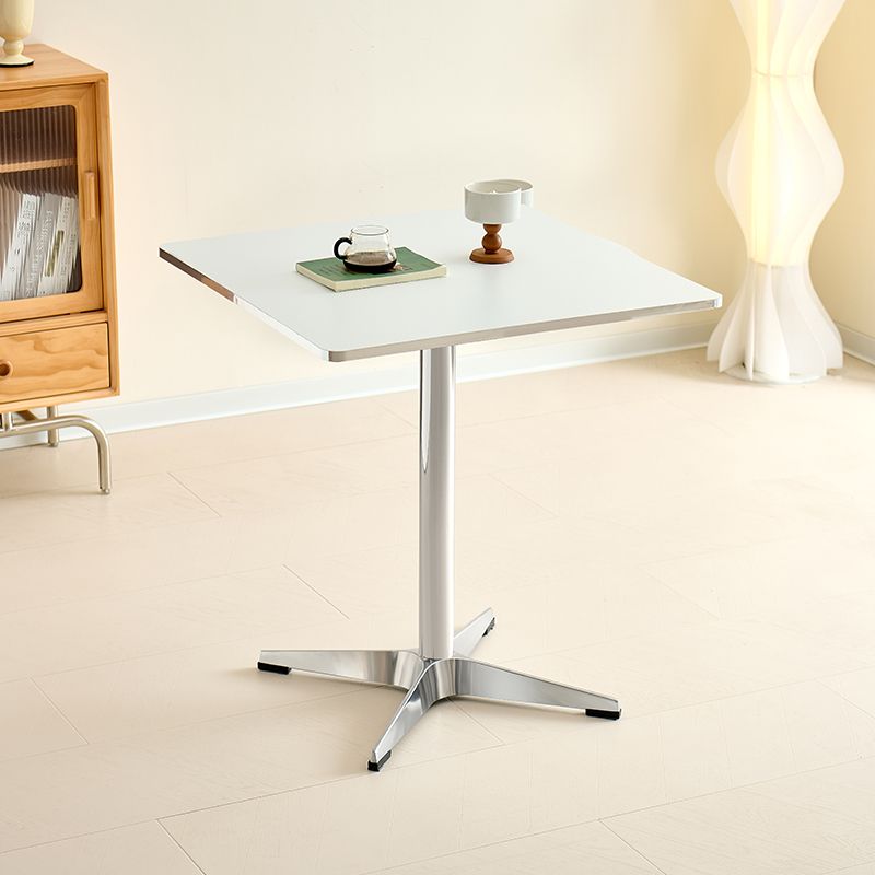 Silver Pedestal Panel Wood Dining Table, Rainproof and Perfect for 2-seater
