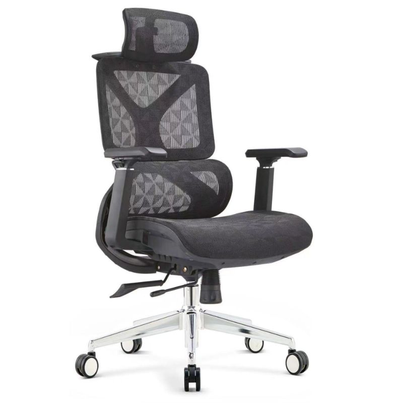Office Chairs in Mesh with Waterfall Seat, Lumbar Support, Tilt Available, Adjustable Back Angle, Height Adjustable Armrests, and Headrest