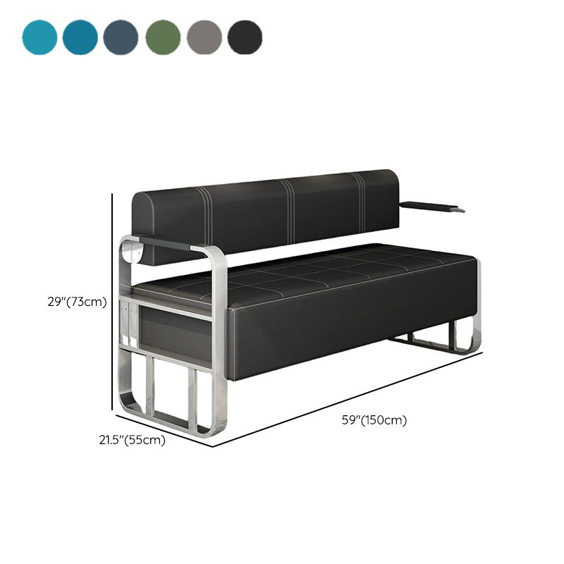 Simplistic/Art Deco Pleather Sofa/Loveseat with Water-resistant Armrest and Legs