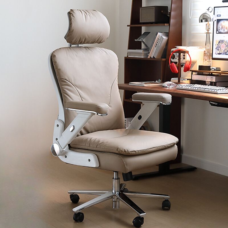 Simple Multi-levelled Single Color Steel Frame Chair in Silver with Lumbar Support, Tilt Available, and Glide Movement